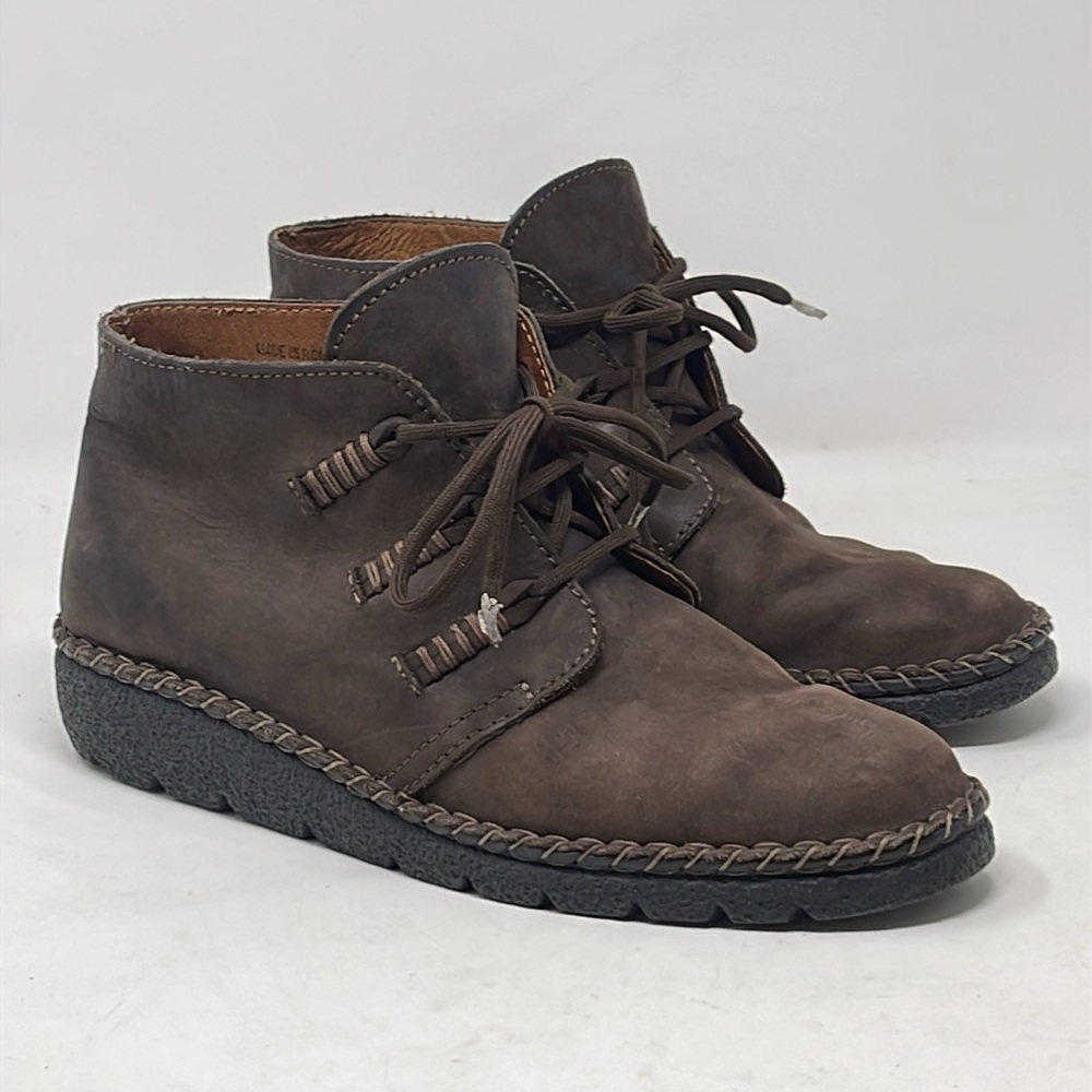 Josef Seibel Womens Air Massage Brown Leather Lace Up Ankle Boots Size 42